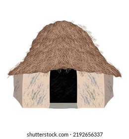 hut house vector straw illustration
