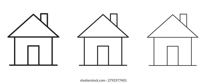 Hut icon in 3 editable stroke lines