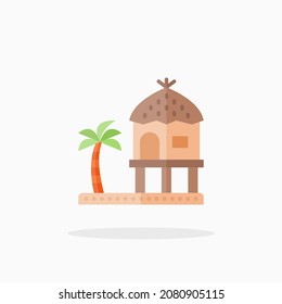 Hut icon. Flat Color style.