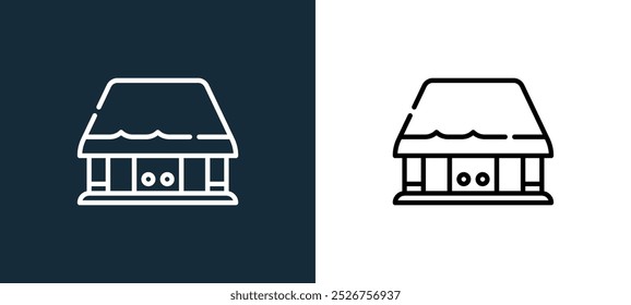 hut ícone isolado em cores brancas e pretas. hut contorno ícone vetor linear da coleção nigéria para aplicativos móveis, web e ui.