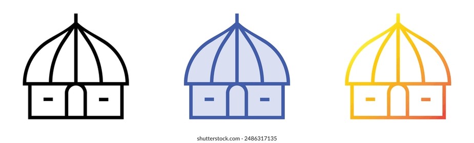 hut icon. Linear, Blue Fill and Gradient Style Design Isolated On White Background