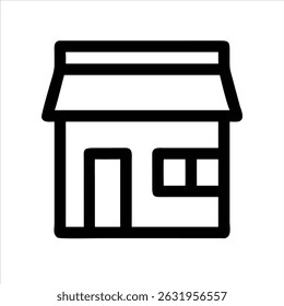 hut icon modern illustration art design black and white silhouette with bold outline 