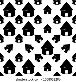 Icono Hut Patrón sin problemas, Ilustración de arte vectorial de hut de aldea