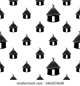 Hütte Symbol Nahtloses Muster, Dorfhütte Symbol Vektorgrafik Illustration