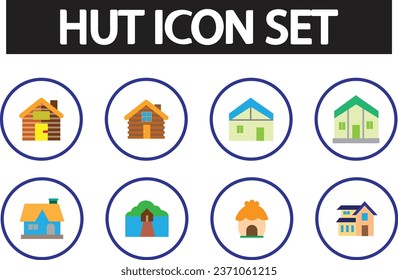 HUT ICON SET VECTOR ART ILLUSTRATION.