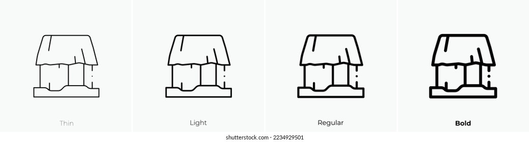 hut icon. Thin, Light Regular And Bold style design isolated on white background