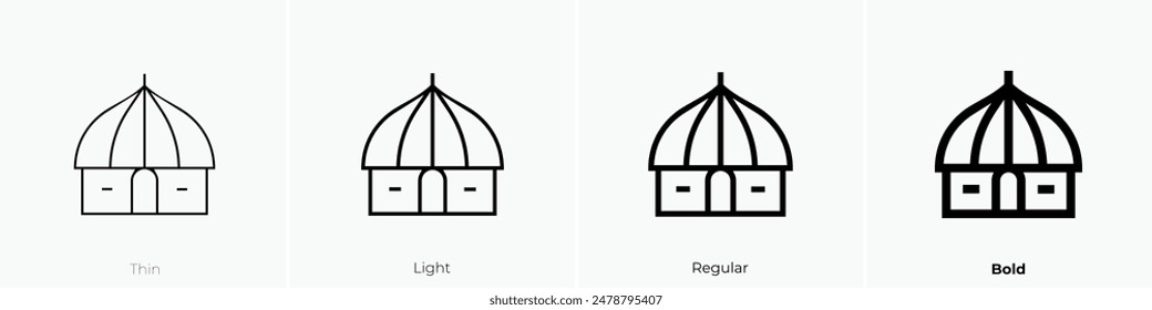 hut icon. Thin, Light Regular And Bold style design isolated on white background