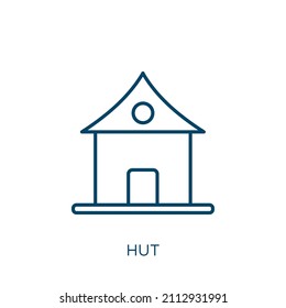 hut icon. Thin linear hut outline icon isolated on white background. Line vector hut sign, symbol for web and mobile