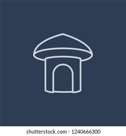 Hut icon. Trendy flat vector line Hut icon on dark blue background from Architecture and Travel collection. 