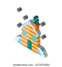 Hut isometric left top view 3D icon