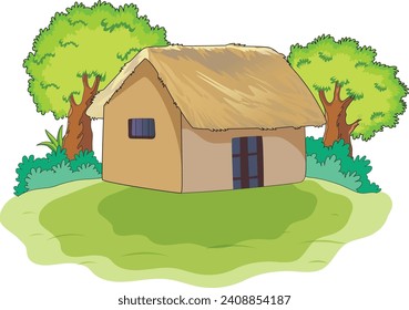 
Hut in the Jungle Vector Illustration