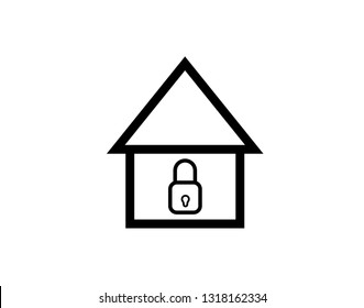 Hut with lock showing home security system - Vector 
