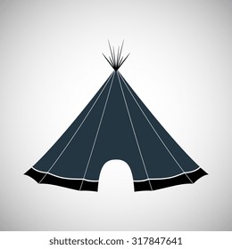 Hut made of branches, leather, bark for living among the Indians. Vector illustration.