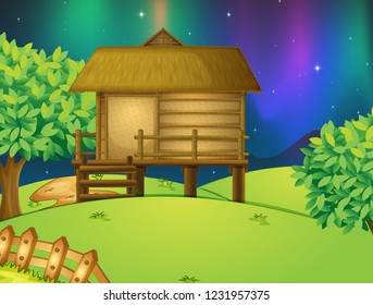 A hut in nature illustration