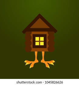 Hut on chicken legs vector flat illustration.