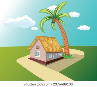 Hut on a ground vector illustration