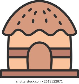 Hut Outline Filled Style Icon