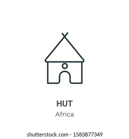Hut outline vector icon. Thin line black hut icon, flat vector simple element illustration from editable africa concept isolated on white background