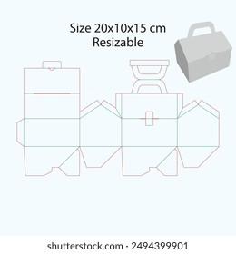 Hut Shape Box - Karton mit Griff Vorlage - Stanzschnitt - Keyline für Geschenkartikel