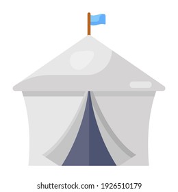 
Un campamento en forma de cabaña para alojamientos al aire libre, vector plano 