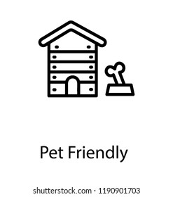 Hut shape home with bone in box showing kennel 