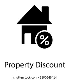 Hut shape home with percentage symbol, property discount 