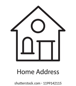 Hut shape home showing home address icon 