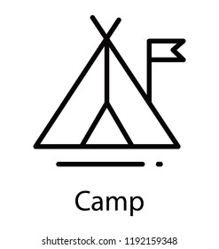 A hut shape tent on the floor with the door like opening depicting camp for travelling and adventures 