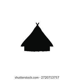 Hut silhouette vector flat illustration design.