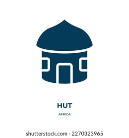 Hütte, Vektorsymbol. Hütte, Haus, Natur gefüllt Symbole aus flach africa Konzept. Einzeln schwarzes Symbol, Vektorgrafik-Symbol-Element für Webdesign und mobile Apps