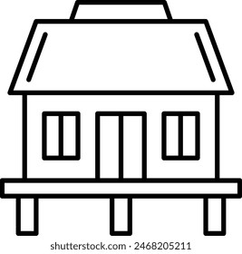 Hut Vector Line Icon Design