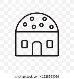 Hut vector linear icon isolated on transparent background, Hut transparency concept can be used for web and mobile
