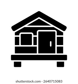 Hut Vector for Rustic Accommodation in Nature. Wooden shelter illustration, camping site concept, wilderness stay