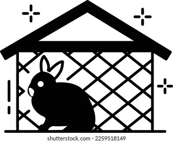 Hutch concept, rabbit kennel vector icon design, Pet and Vet symbol, Animal Shelter sign, critter stock illustration 