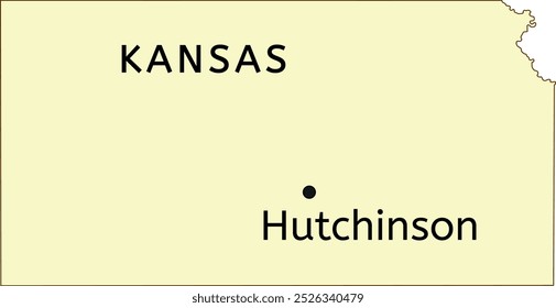 Hutchinson city location on Kansas state map