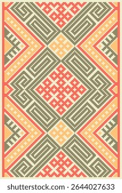 Hutsul Ornament. Bold geometry, rhythmic symmetry, and rich symbolism. Typical motifs include diamonds, crosses, stars, zigzags, solar signs, and modular linework. 