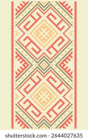 Hutsul Ornament. Bold geometry, rhythmic symmetry, and rich symbolism. Typical motifs include diamonds, crosses, stars, zigzags, solar signs, and modular linework. 