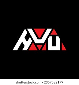 HUU triangle letter logo design with triangle shape. HUU triangle logo design monogram. HUU triangle vector logo template with red color. HUU triangular logo Simple, Elegant, and Luxurious design.