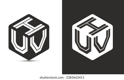 HUV letter logo design with illustrator cube logo, vector logo modern alphabet font overlap style. Premium Business logo icon. White color on black background