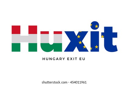 HUXIT - Hungary exit from European Union on Referendum. Vector Isolated