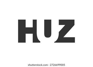 HUZ Logo Design. Anfangsbuchstabe H U Z fett Schriftart für Tech-Startups, Beratung, Corporate Branding. Name des kreativen Unternehmens, Schlagzeilen, Typografie, trendige Logoart. Vektorgrafik.