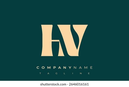 HV Creative Abstract Typography Logo Design. Elegant logo combining bold typography and creative shapes, ideal for branding and identity solutions.