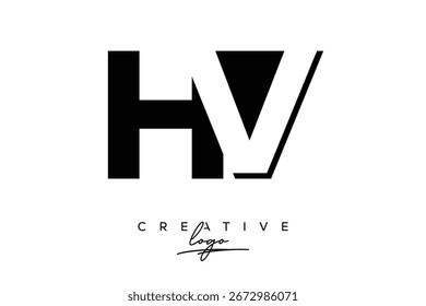 HV Criativo Minimalista Negativo Espaço Último Logotipo com Monograma Moderno para Branding e Logotipo de Marca Comercial com Letras Iniciais Design de logotipo para Branding.