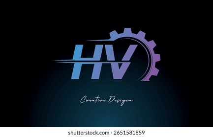 HV Gear Fusion Logo – Industrial Tech-Inspired Letter mark Futuristic Industrial Letter Mark Design for Technology and Engineering Brands.