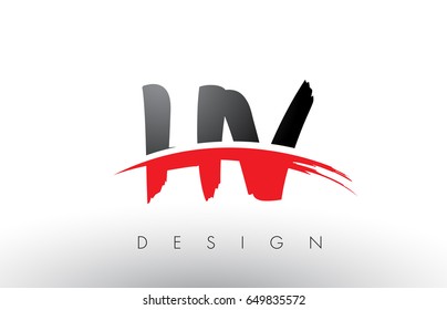 HV H V Brush Logo Letters Design with Red and Black Colors and Brush Letter Concept.