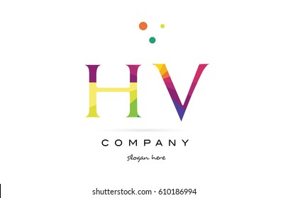 hv h v  creative rainbow colors colored alphabet company letter logo design vector icon template