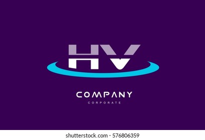 hv h v cyan magenta blue letter combination alphabet vector company logo icon sign design template 