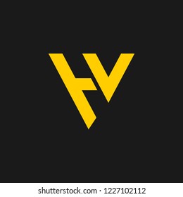 HV or H V letter alphabet logo design in vector format.