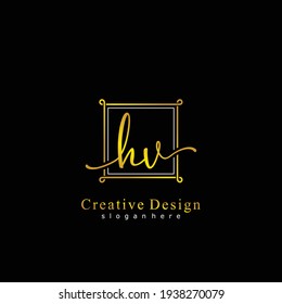 HV Initial calligraphy handwritten logo. Handwritten alphabet in the logo template. Letters and Alphabet for signature, wedding, fashion, floral and botanical logo design 