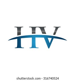 HV initial company blue swoosh logo